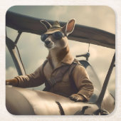 Aussie Kangaroo Pilot, Rechteckiger Pappuntersetzer (Vorderseite)