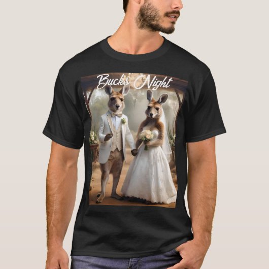Aussie Kangaroo White Wedding, Bucks Night Tshirt (Vorderseite)