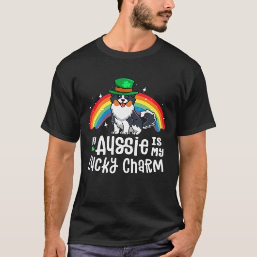Aussie Lucky Charm St Patricks Day Hund T-Shirt (Vorderseite)