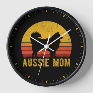 Aussie Mama Australian Shepherd Dog Mama Retro Uhr