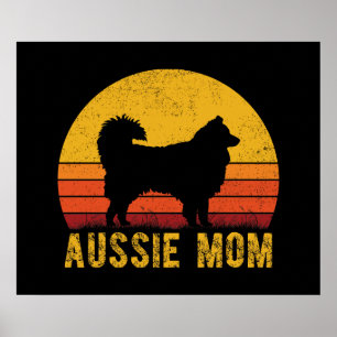 Aussie Mama Australian Shepherd Dog Mama Vintag Poster