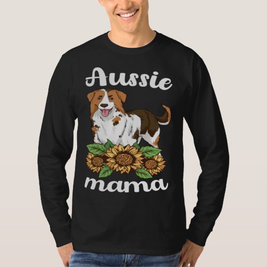 Aussie Mama Sunflower Australian Shepherd Women Mo T-Shirt (Vorderseite)