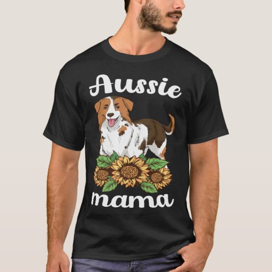 Aussie Mama Sunflower Australian Shepherd Women Mo T-Shirt (Vorderseite)