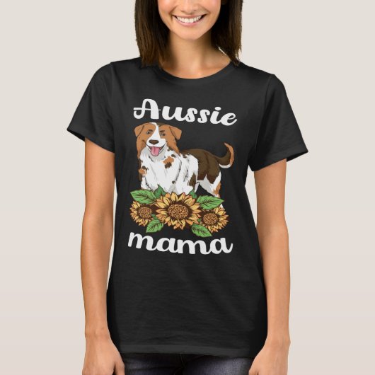 Aussie Mama Sunflower Australian Shepherd Women Mo T-Shirt (Vorderseite)