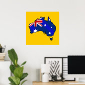 Aussie Map Australia Oz Flag Geschenke Poster (Heimbüro)