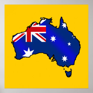 Aussie Map Australia Oz Flag Geschenke Poster