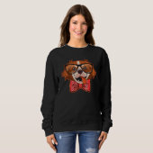 Aussie mit Niedlicher Brille und Red Bow Krawatte  Sweatshirt (Vorne ganz)