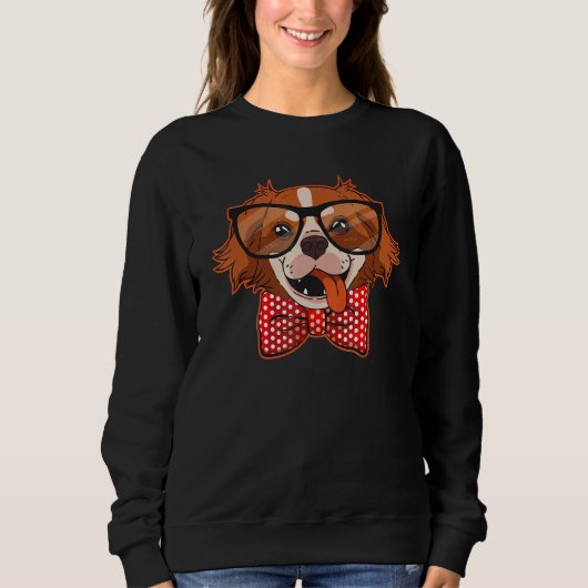 Aussie mit Niedlicher Brille und Red Bow Krawatte  Sweatshirt (Vorderseite)