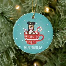 Aussie Mix Christmas Happy Pawlidays Keramik Ornament