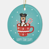 Aussie Mix Christmas Happy Pawlidays Keramik Ornament (Links)