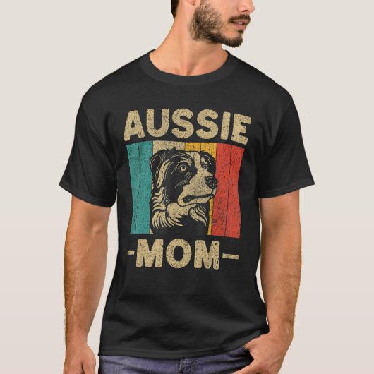 Aussie Mom Retro Australian Shepherd T-Shirt (Vorderseite)