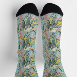 Aussie Native Bush Blooms Summer Blue Socken
