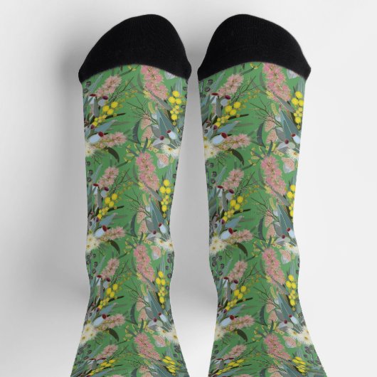 Aussie Native Bush Blooms Summer Green Socken (Oben)