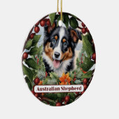 Aussie Pup Ornament, Personalize Puppy Christmas Keramik Ornament (Rechts)