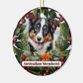Aussie Pup Ornament, Personalize Puppy Christmas Keramik Ornament (Links)