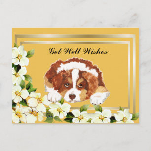 Aussie Red Tri Puppy Get Well Postcard Postkarte