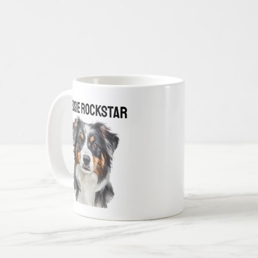 Aussie Rockstar Tasse - Cooles Australian Shepherd (Vorderseite Links)