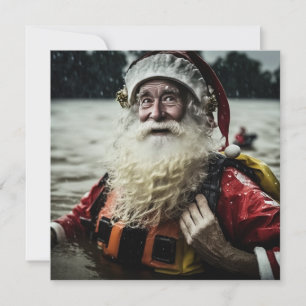 Aussie Santa Flood Single Sided Card Karte