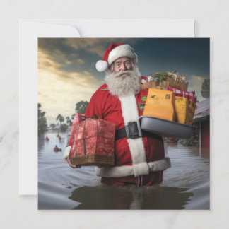Aussie Santa Flood Single Sided Card Karte