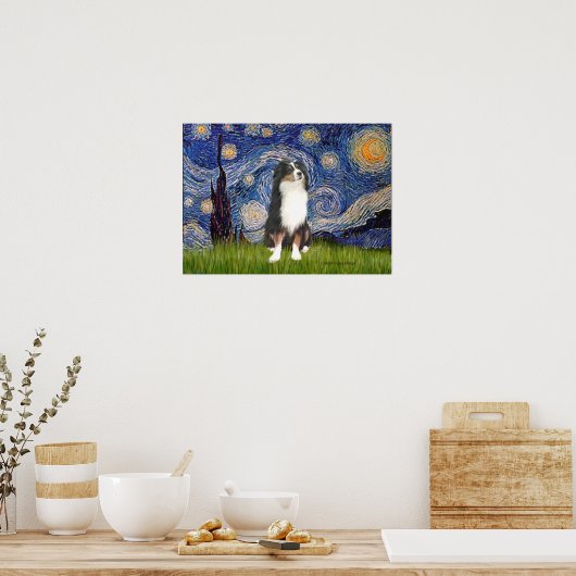Aussie Shep (Tri2) - Starry Night Poster (Küche)