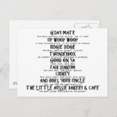 Aussie Slang Postkarte (Vorne/Hinten)