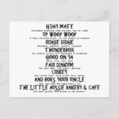 Aussie Slang Postkarte (Vorderseite)