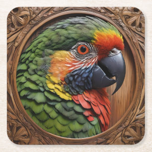 Aussie Spirit: Ein Lorikeet, das in geschnitztem H Rechteckiger Pappuntersetzer