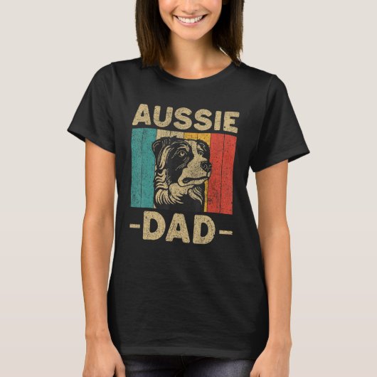 Aussie Vater Retro Australian Shepherd T-Shirt (Vorderseite)