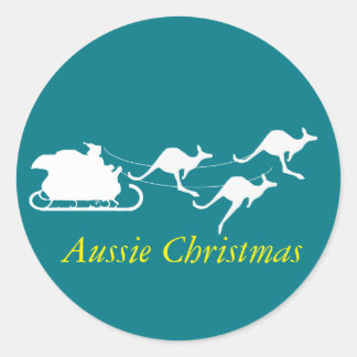 Aussie Weihnachtsaufkleber unter Weihnachtsfeierta Runder Aufkleber