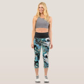 Aussie Wild Kingfisher Aquamarin Capri Leggings (Vorderseite)