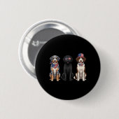 Aussiedoodle 4. Juli Amerikanische Flagge Hund Button (Vorne & Hinten)