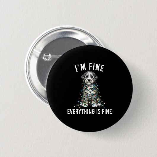Aussiedoodle Christmas I'm Fine Everything Is Fine Button (Vorne & Hinten)