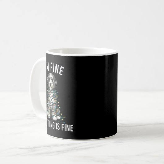 Aussiedoodle Christmas I'm Fine Everything Is Fine Kaffeetasse (Vorderseite Links)