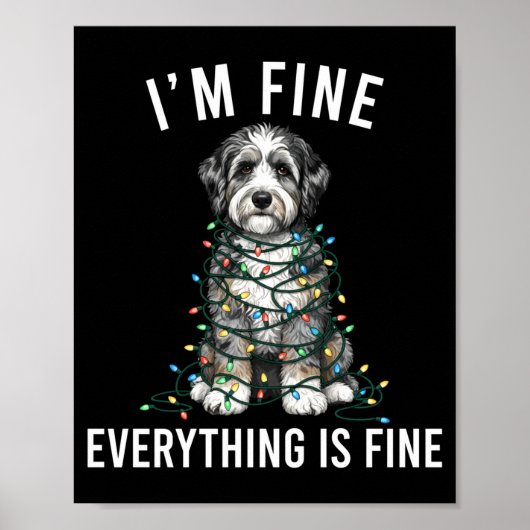 Aussiedoodle Christmas I'm Fine Everything Is Fine Poster (Vorne)