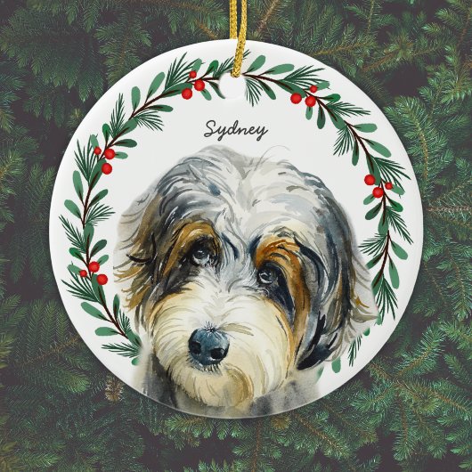 Aussiedoodle Christmas Wreath Personalisiert Keramik Ornament
