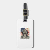 Aussiedoodle Dad Patriotic Vintage Dog Shirt Desig Gepäckanhänger (Vorderseite vertikal)