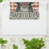 Aussiedoodle Dad Patriotic Vintage Dog Shirt Desig Geschirrtuch (Gefaltet)