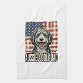 Aussiedoodle Dad Patriotic Vintage Dog Shirt Desig Geschirrtuch (Vertikal)