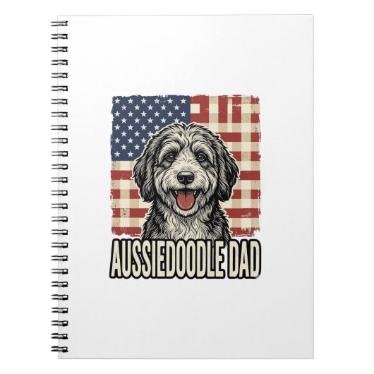 Aussiedoodle Dad Patriotic Vintage Dog Shirt Desig Notizblock (Vorderseite)