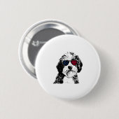 Aussiedoodle Dog 4. Juli USA Flagge Button (Vorne & Hinten)
