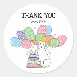 Aussiedoodle Dog Birthday Party Gefallen Tags Stic Runder Aufkleber