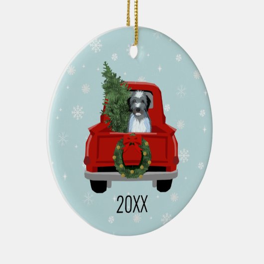 Aussiedoodle dog christmas keramik ornament (Rechts)