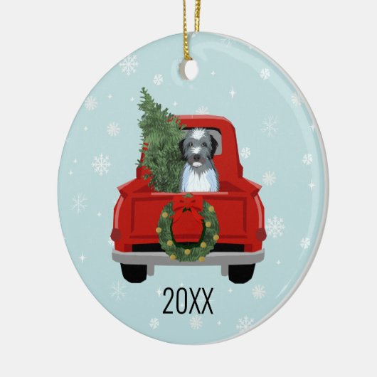 Aussiedoodle dog christmas keramik ornament (Links)