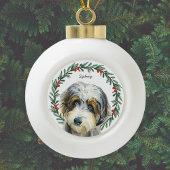 Aussiedoodle Dog Personalisiert Holiday Wreath Keramik Kugel-Ornament