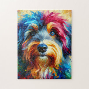 Aussiedoodle Hund Acryl Druck   Bunt Puzzle
