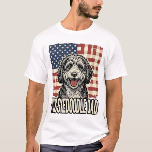 Aussiedoodle Papa Patriotisches Vintage-Hund-Shirt T-Shirt