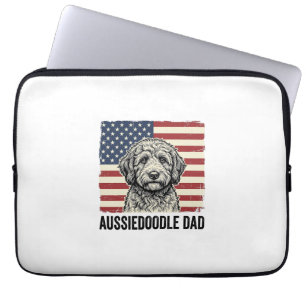 Aussiedoodle-Vater Patriotisches Vintage-Hund-Shir Laptopschutzhülle
