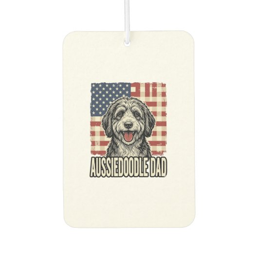 Aussiedoodle-Vater-patriotisches-vintage-Hunde-Shi Autolufterfrischer (Vorderseite)