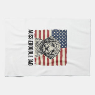 Aussiedoodle-Vater-patriotisches-vintage-Hunde-Shi Geschirrtuch