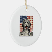 Aussiedoodle-Vater-patriotisches-vintage-Hunde-Shi Keramik Ornament (Rechts)